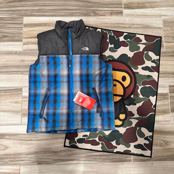 The North Face Other - Kids The North Face Drummer Blue Plaid and Gray Puffer Vest